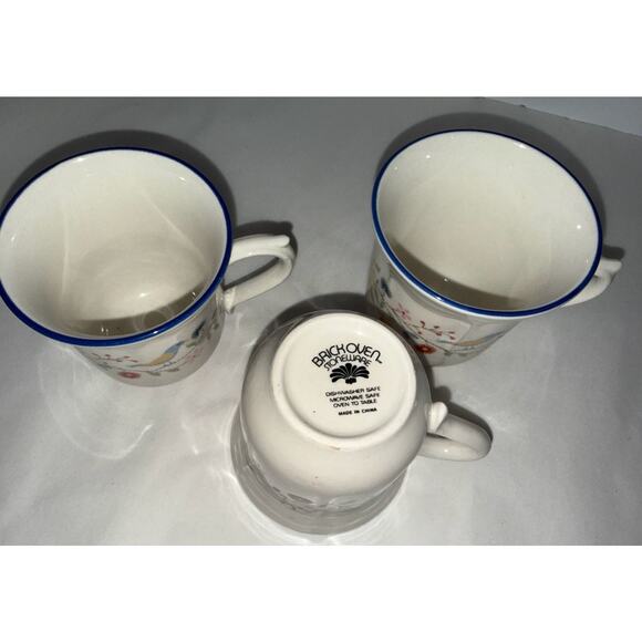BrickOven Stoneware Heritage Mugs Bird & Floral Design (Set of 3) - Picture 2 of 5